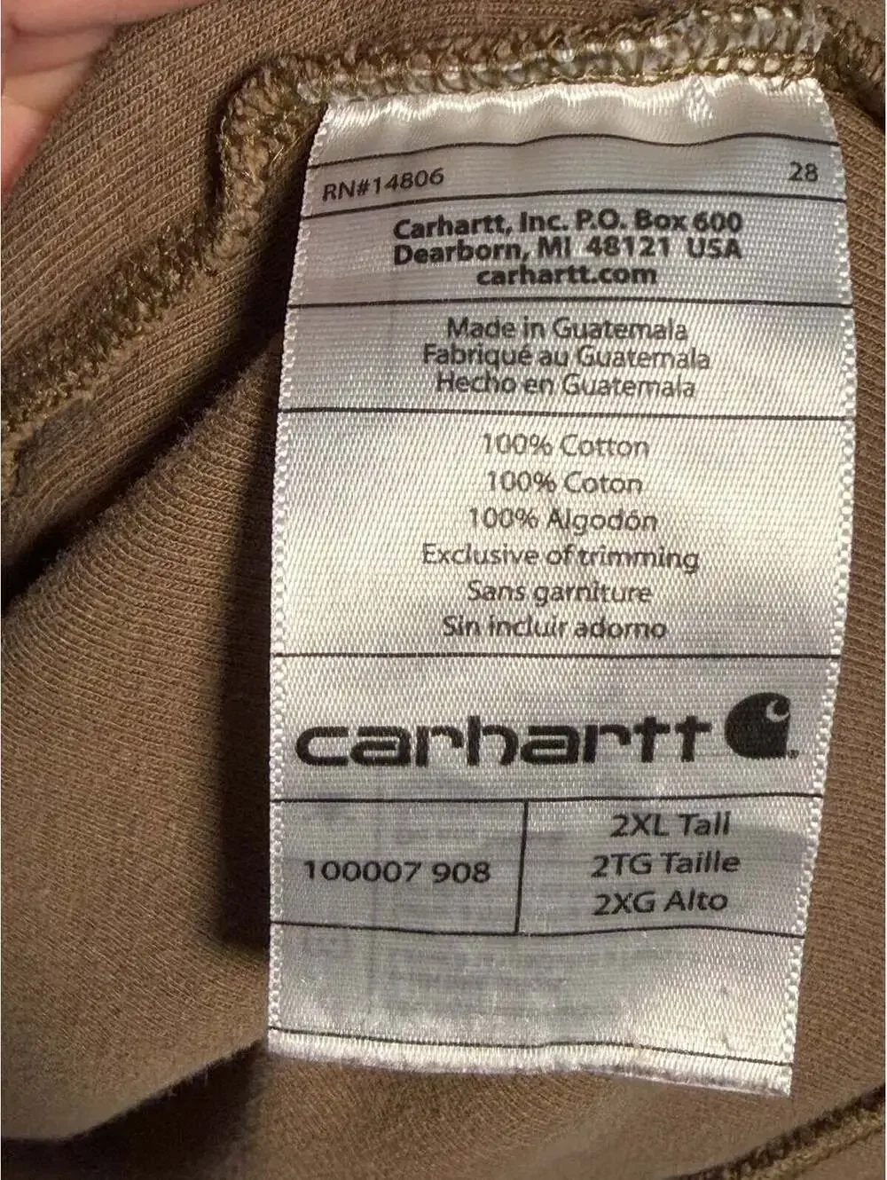 Carhartt Relaxed Fit 1/4 Zip Tan Pullover Sweater Mens 2XL